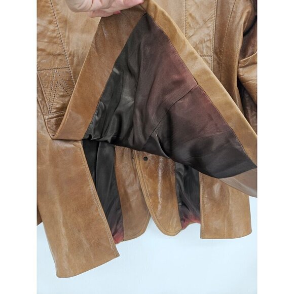 Vintage De Long Glazed Lamb Jacket Mens 40 Brown Lambskin Blazer - Picture 4 of 11